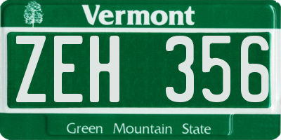 VT license plate ZEH356