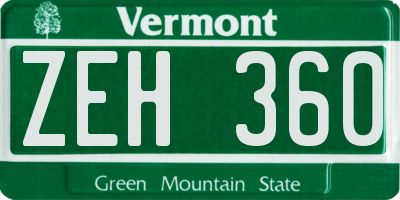 VT license plate ZEH360
