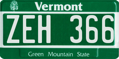 VT license plate ZEH366