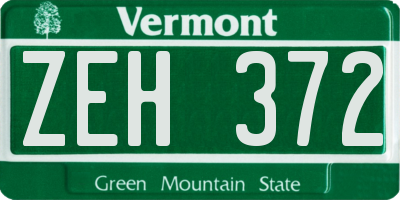 VT license plate ZEH372