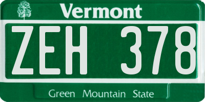 VT license plate ZEH378