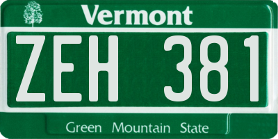 VT license plate ZEH381