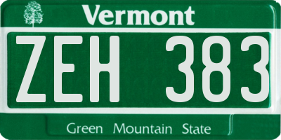 VT license plate ZEH383