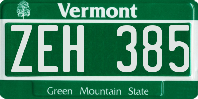 VT license plate ZEH385