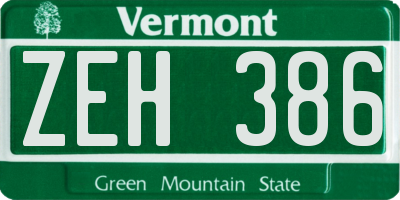 VT license plate ZEH386