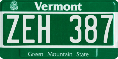 VT license plate ZEH387