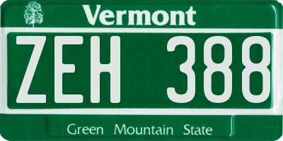 VT license plate ZEH388