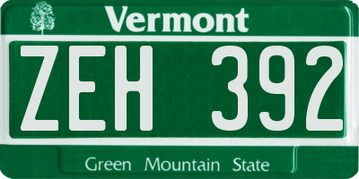 VT license plate ZEH392
