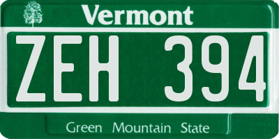 VT license plate ZEH394