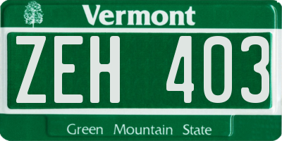 VT license plate ZEH403