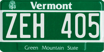 VT license plate ZEH405