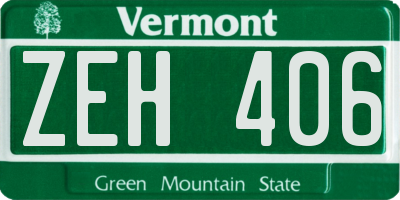 VT license plate ZEH406