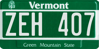 VT license plate ZEH407