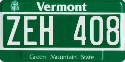 VT license plate ZEH408