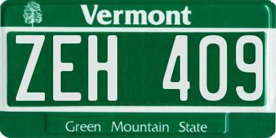 VT license plate ZEH409