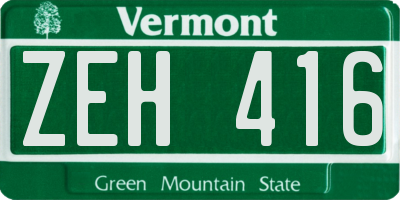 VT license plate ZEH416