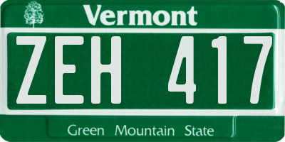 VT license plate ZEH417