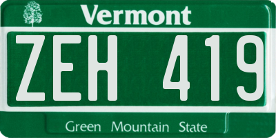 VT license plate ZEH419