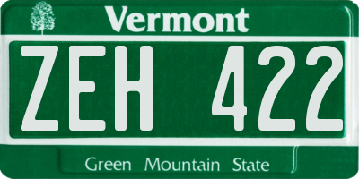 VT license plate ZEH422