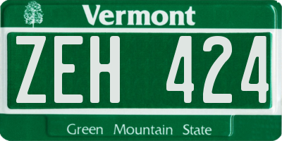 VT license plate ZEH424