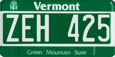VT license plate ZEH425