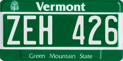 VT license plate ZEH426