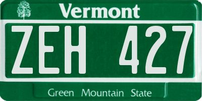 VT license plate ZEH427