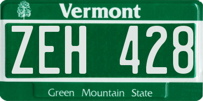VT license plate ZEH428