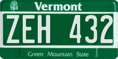 VT license plate ZEH432