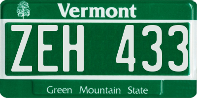 VT license plate ZEH433