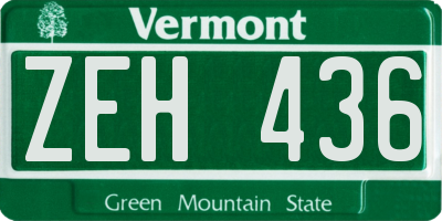 VT license plate ZEH436