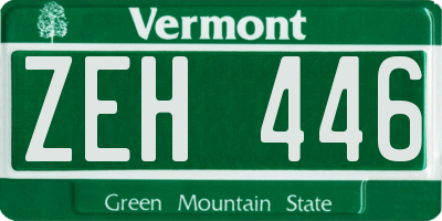 VT license plate ZEH446