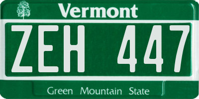 VT license plate ZEH447