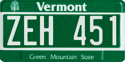 VT license plate ZEH451