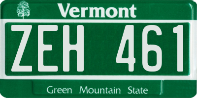 VT license plate ZEH461