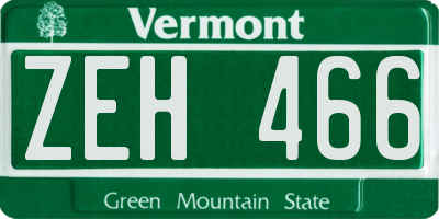 VT license plate ZEH466