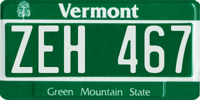 VT license plate ZEH467
