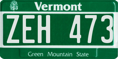 VT license plate ZEH473
