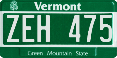 VT license plate ZEH475