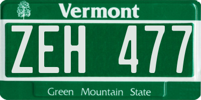 VT license plate ZEH477