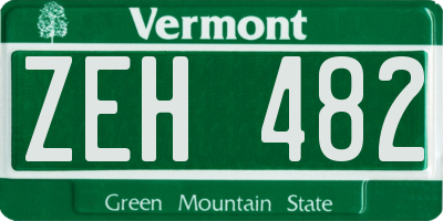 VT license plate ZEH482