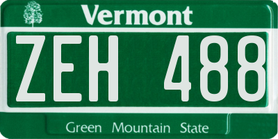 VT license plate ZEH488
