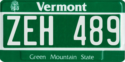 VT license plate ZEH489