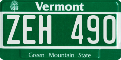 VT license plate ZEH490