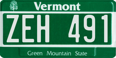VT license plate ZEH491