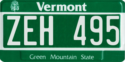VT license plate ZEH495