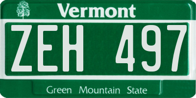 VT license plate ZEH497