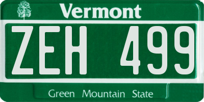 VT license plate ZEH499