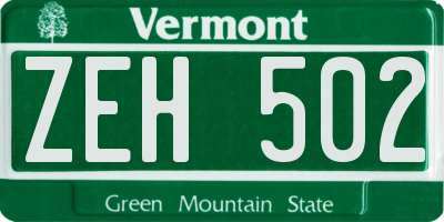 VT license plate ZEH502