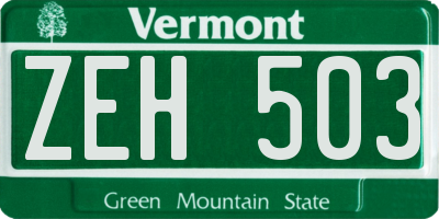 VT license plate ZEH503